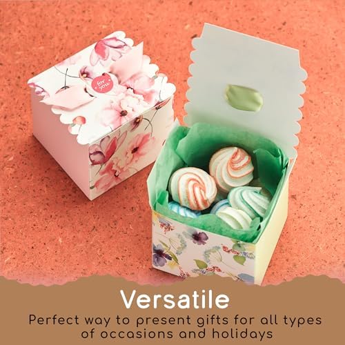 Small Floral Gift Boxes with Ribbons (20 Pack) Decorative Mini Treat Boxes