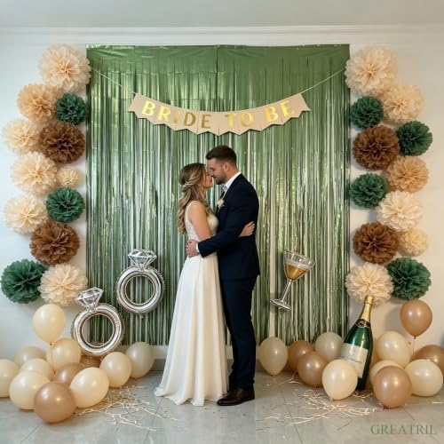 Sage Green Foil Fringe Streamers 8.2ft x 3.2ft 2 PCS