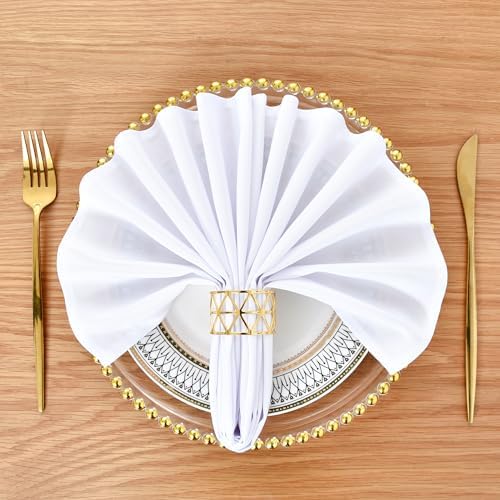 White Cloth Napkins Set of 12 Washable Dinner Napkins, 18X18 in