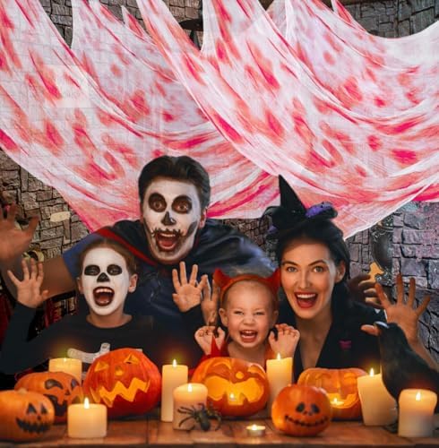 Niurui Halloween Blood Creepy Cloth 315 x 79 Inch Scary Spooky Cloth for Windows Doorways Cover Gauze for Halloween Party Haunted House Decorations