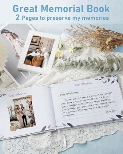 WEMATE Wedding Guest Book,Guest Sign in Book with Gold Pen,Guest Book for Wedding Reception,Baby Shower, Birthdays, Special Events White