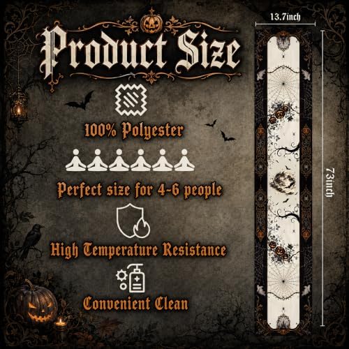 Halloween Decorations - Gothic Pumpkin Ghost Spider Web Table Runner