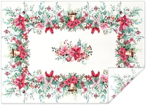 Christmas Tablecloth Pink Xmas Decorations Waterproof Tablecloths Table Covers for Dinner Kitchen Dining Table Party Holiday Decor 60"x 102" Oblong/Rectangle