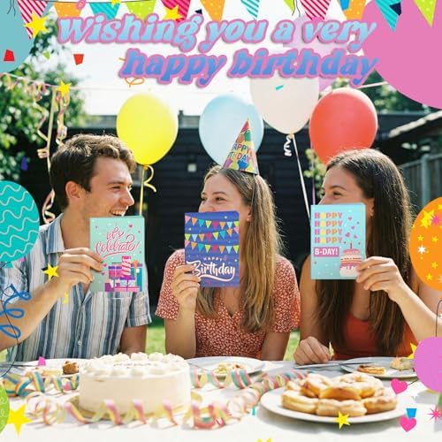 AmazingSpark 4 Set Birthday Gift Card Booklet Cardboard Christmas Birthday Money Holder for Cash Xmas Gift Party Favor Bulk Surprise Money Card Sleeve for Teacher Employee Appreciation