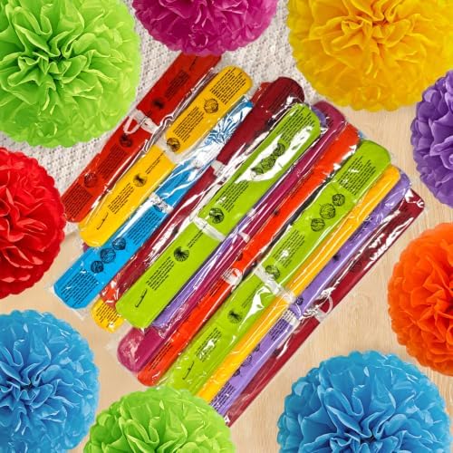 Recosis Fiesta Party Decorations, 18 Pcs Multicolor Paper Pom Poms