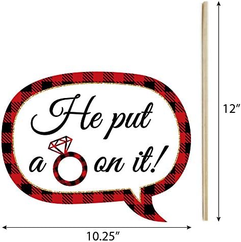 Flannel Bridal Shower Photo Booth Prop Kit, DIY Cardstock Props - 20pc