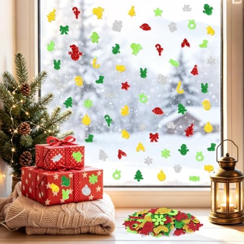 400 PCS Christmas Foam Stickers, Glitter Foam Stickers for Kids Crafts