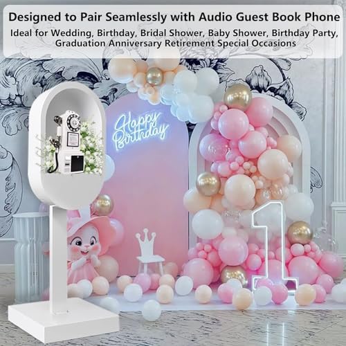 Romantic Audio Guest Book Phone Booth Audio Guestbook Telephone Stand for Wedding Birthdays Party Graduation Baby Shower Christmas Special Occasions Decoration