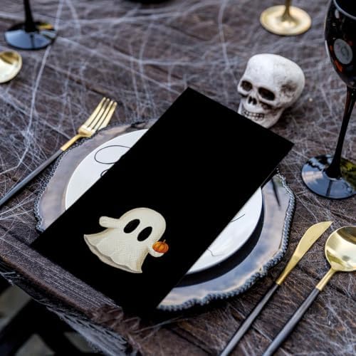 Horaldaily 50Pcs Halloween Paper Napkins, Pumpkin Ghost