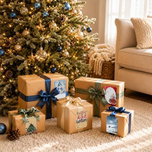 120 PCS 8 Designs Christmas Gift Tag Stickers, Self Adhesive Labels