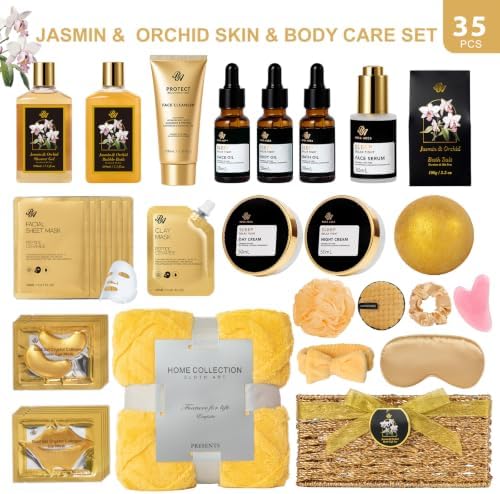 Gifts for Women, 35 Pcs Orchid Bath & Body Gifts Basket, Get Well Soon Gift