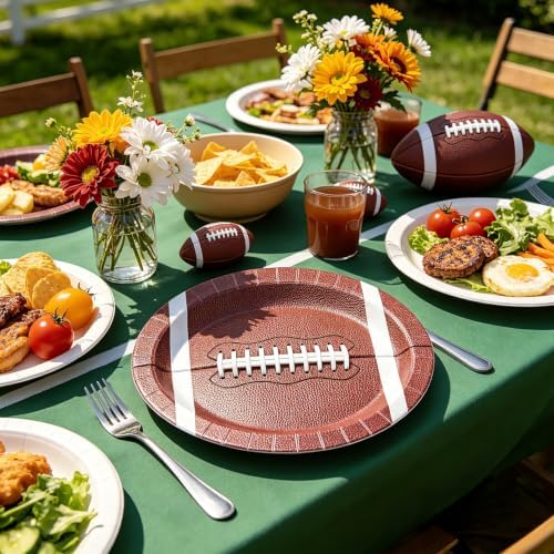 50 Pcs Football Shaped Plates, 12" Disposable Oval Paper Plates