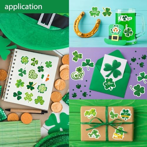 309 PCS St. Patrick's Day Stickers - 24 Sheets Lucky Shamrock Stickers