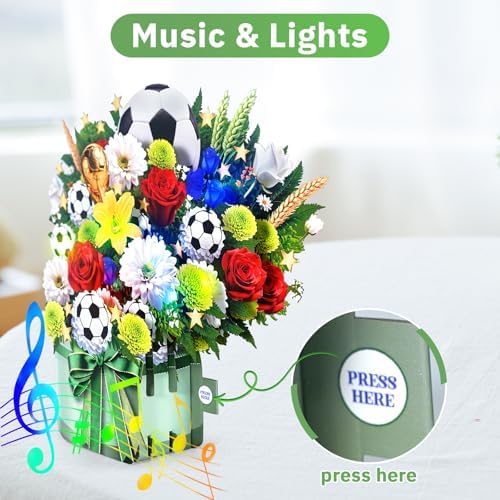 APOTODITO Soccer Birthday Card for Men with Music & Lights, 3D Pop Up Football Gift for Soccer Fans, Dad, Husband, Boyfriend and Boys
