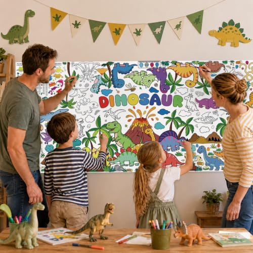 Dinosaur Coloring Poster & Table Cover - 71" x 31.5"