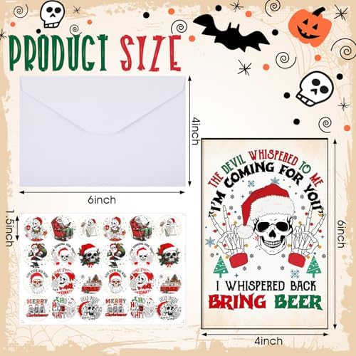 Motiskyy 24 Set Funny Christmas Cards with Envelopes, Goth Xmas Postcards