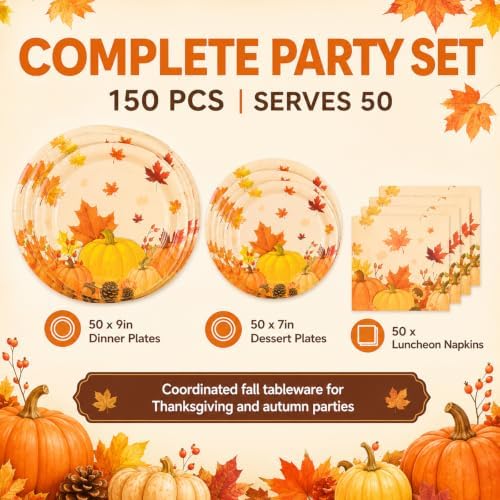 Fall Maple Leaves Paper Plates and Napkins (fall leaves)