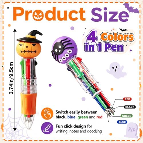 24PCS Halloween Fun Mini Multicolor Pens 4-in-1 for Party Favors Gift