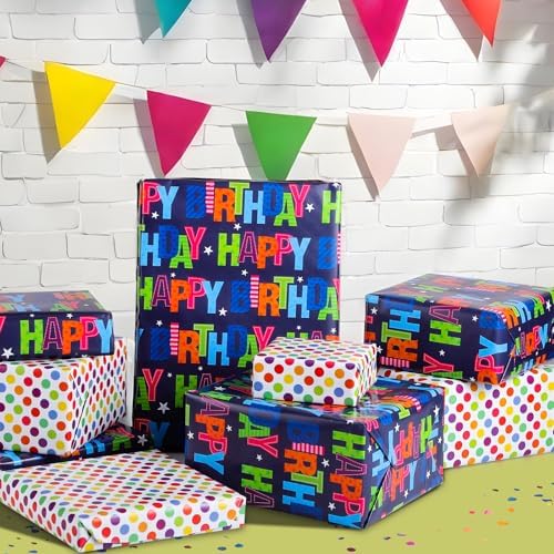 woric Birthday Wrapping Paper Boy Roll 17 Inch x 36 Feet