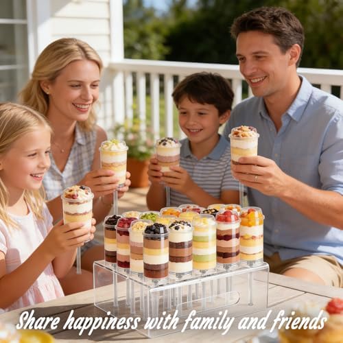 AZYM Cake Pop Stand, Clear Reusable Food-Grade Plastic Dessert Cups with Lids, Cake Pop Holder with Cutter Tool, for Parties, Weddings, Birthdays, DIY Baking Supplies