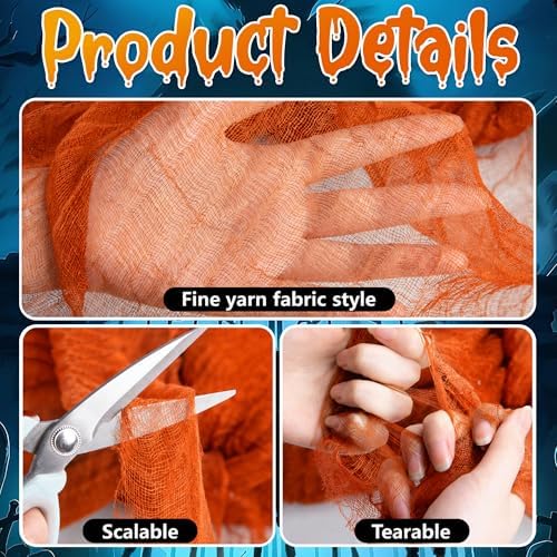 400" x 70" Halloween Orange Creepy Cloth, Fine Mesh Spooky Gauze Cloth