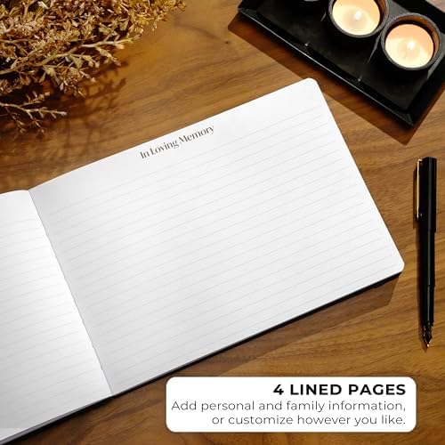 Skyline Funeral Guest Book, Memorial Service Sign-In, Black