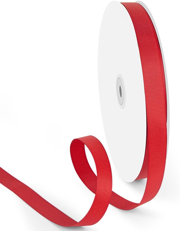 1In 30Yards Rose Red Fabric Ribbon for Flower Bouquet Valentine's Wedding