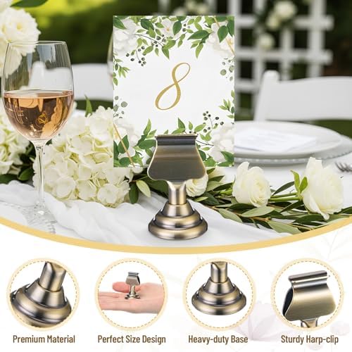 Kathfly 36 Pcs Wedding Table Number Holders Metal Bronze Place Card Holder