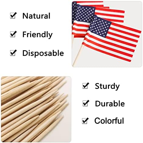 BLUE TOP 100 Pcs USA American Flag Toothpick Flags,Small Toothpick Mini Stick Cupcake Toppers Olympic Games Celebration Party Decoration Celebration Cocktail picks for Party Bar Sport events.
