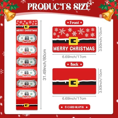 6Pcs Christmas Money Holders Cards Booklet for Christmas Cash Gifts