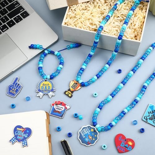 DTOFOOT 24 Set Fathers Day Crafts for Kids Bulk Beads Necklace Making Kit