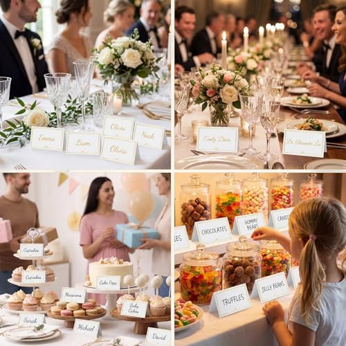 150Pcs Place Cards for Table Setting Wedding Cards with Gold Foil Border