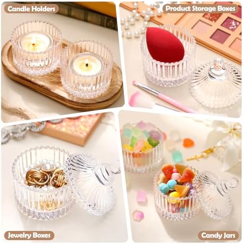Chuangdi 6 Sets Baptism Favors for Guests Crystal Candy Bowl Gift,Light Blue