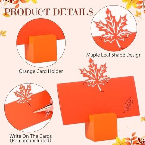 20 Set Fall Place Card Holder with Maple Leaves Table Name Card Wood Thanksgiving Table Number Stands Decoration for Autumn Wedding Harvest Birthday Bridal Party Supplies