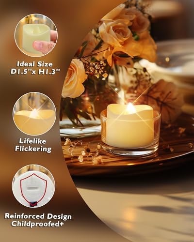Homemory 24-Pack Flameless Tea Lights Candles Battery Operated, 200+ Hours
