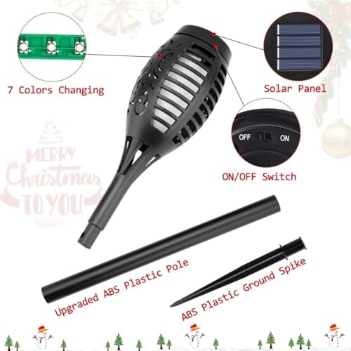 Christmas Decorations Outdoor, Multicolor Flickering Solar Christmas Lights