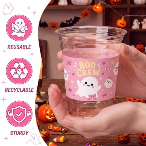 Willinglong 50 Pack Halloween Plastic Cups 12 oz for Party