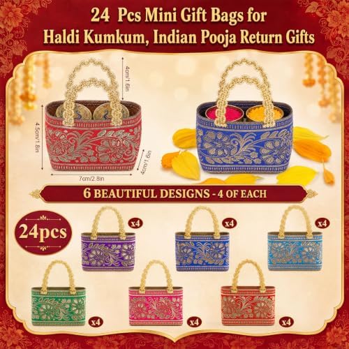 Shinylin 24 Pcs Indian Return Gifts Bags Bulk for Pooja Diwali