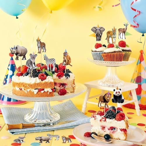Hooqict 40Pcs Safari Animal Cupcake Toppers Party Animal Birthday Cake Topper Decorations Safari Jungle Cupcake Picks for Kids Boys Girls Birthday Baby Shower Wild Zoo Party Supplies
