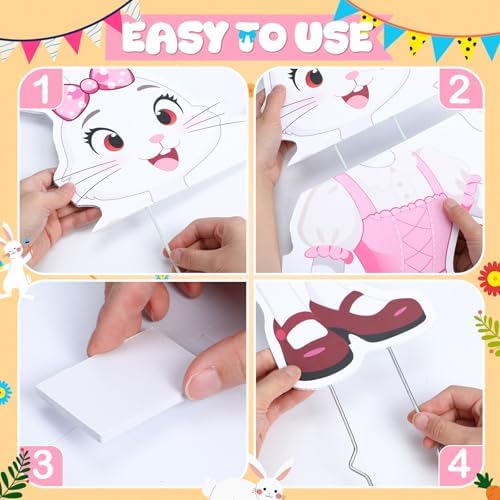 9 Pcs Large Easter Decorations Outdoor Yard Signs with Stakes 40x14 Inch Bunny and Egg Lawn Signs Happy Easter Welcome Yard Stakes for Garden Spring Hunt Games Party Supplies Props(Spring)