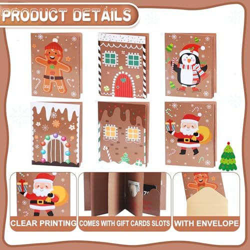 6 Set/30 Slots Christmas Gift Card Booklet with Envelopes