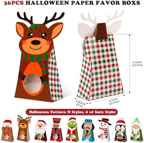 Giiffu 36Pcs Christmas Treat Boxes with Window 7.5x4x2 Inch