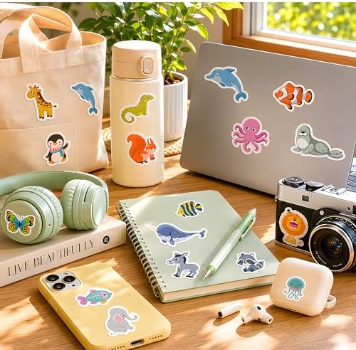 Stickers for Kids - 50 PCS Cute Animal Stickers | Water Bottle Scrapbook Stickers Toys Games Crafts for Kids Toddlers -Activities Party Supplies Favors Teacher Prizes Rewards Gifts for Teens Classroom