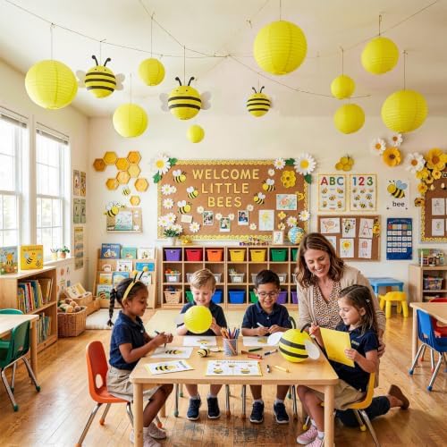 Yellow Paper Lanterns, 12Pcs 6-10 Inch Round Hanging Party Decorations