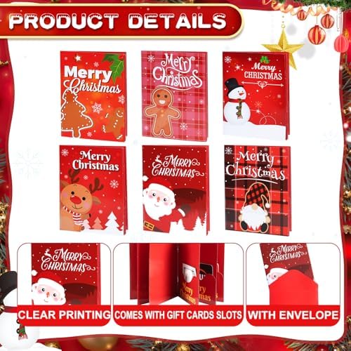 6 Set/30 Slots Christmas Gift Card Booklet with Envelopes