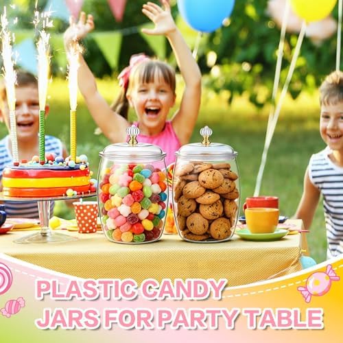 mwellewm 6PC Airtight Candy Jar with Lid and Spoon Plastic Cookie Dispenser