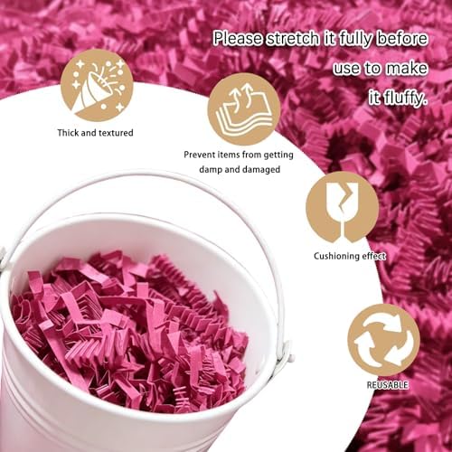 Zankubom 10 LB Fuschia Crinkle Cut Paper Shred Filler Great for Gift Wrapping, Basket Fillers, Birthday, Gift Wrapping, Anniversary, Halloween Thanksgiving Christmas Party Decor Filling Supplies