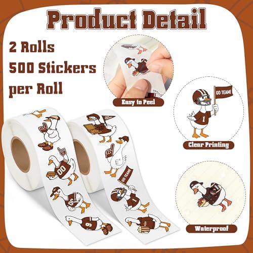 Eartim Football Goose Sticker Rolls 1000Pcs American Football Goose Sticker