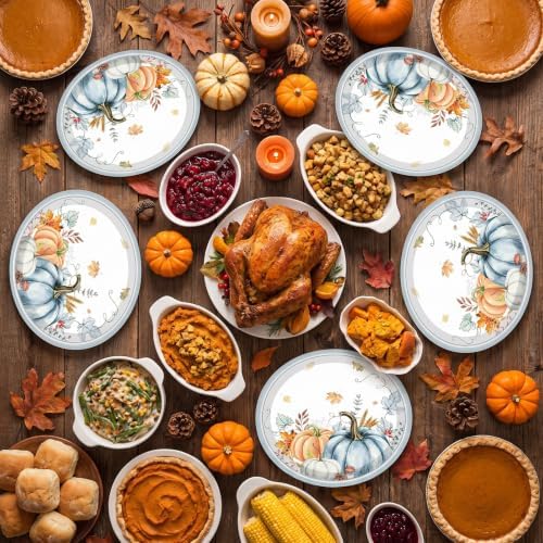 25Pcs Thanksgiving Oval Paper Plates Large Fall Disposable Plates10" x 12"