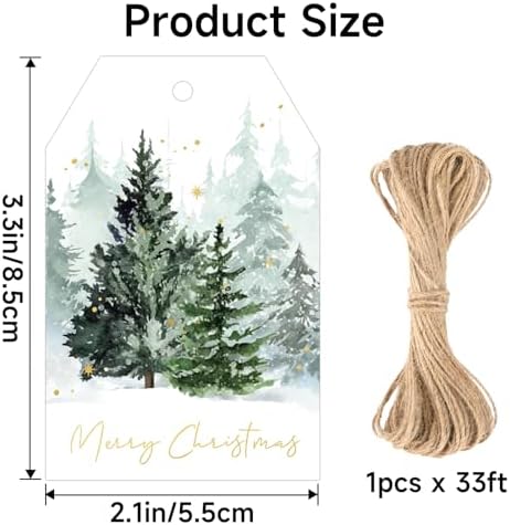 joycraft 50Pcs Christmas Gift Tags, 6 Styles Green Christmas Tree Tags